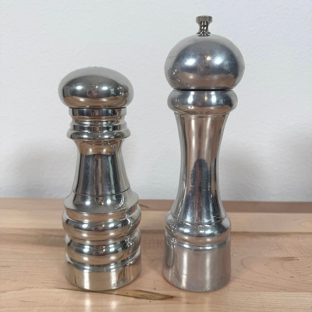 Vintage Salt & Pepper Set Chef Specialties Grinder Italian Pewter Shaker